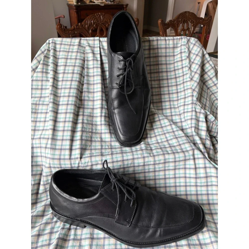 Banana Republic Mens Black Leather Bicycle Toe Dress Shoes Advanced Comfort 10M